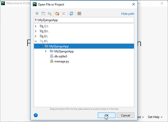 opening project in pycharm