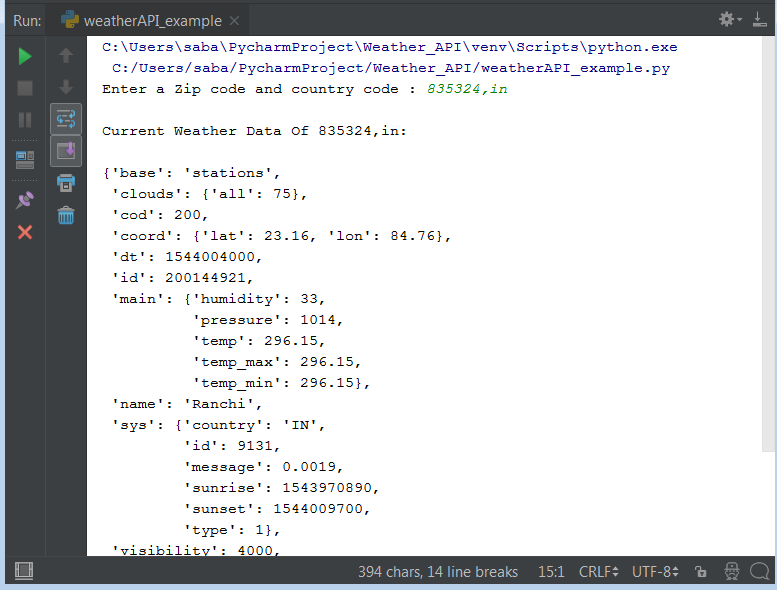 OpenWeatherMap API Python