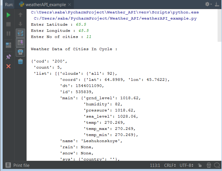 OpenWeatherMap API Python