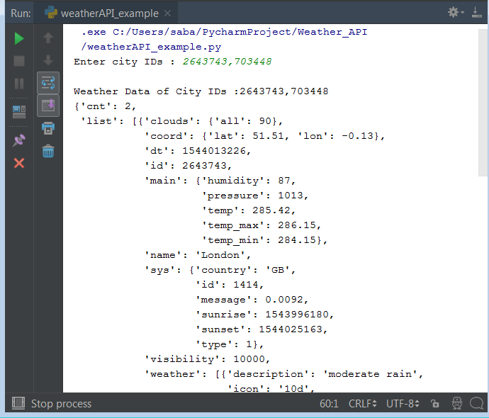 OpenWeatherMap API Python